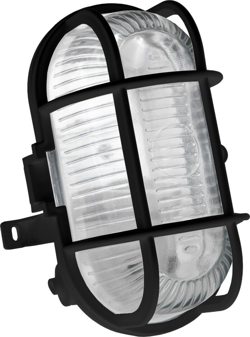 Lampada ovale da parete con gabbia nera "tartaruga" brennenstuhl