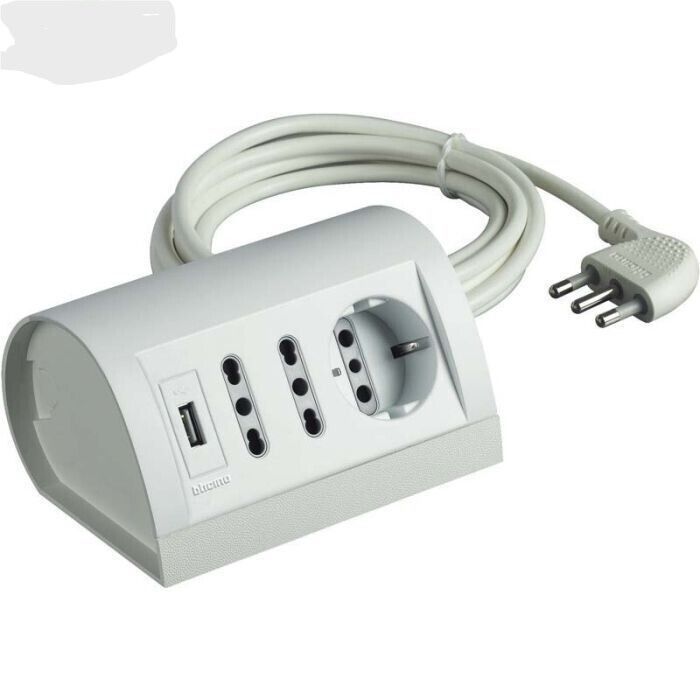 Multipresa da tavolo bticino bianca con usb S3711DU cavo 2 metri