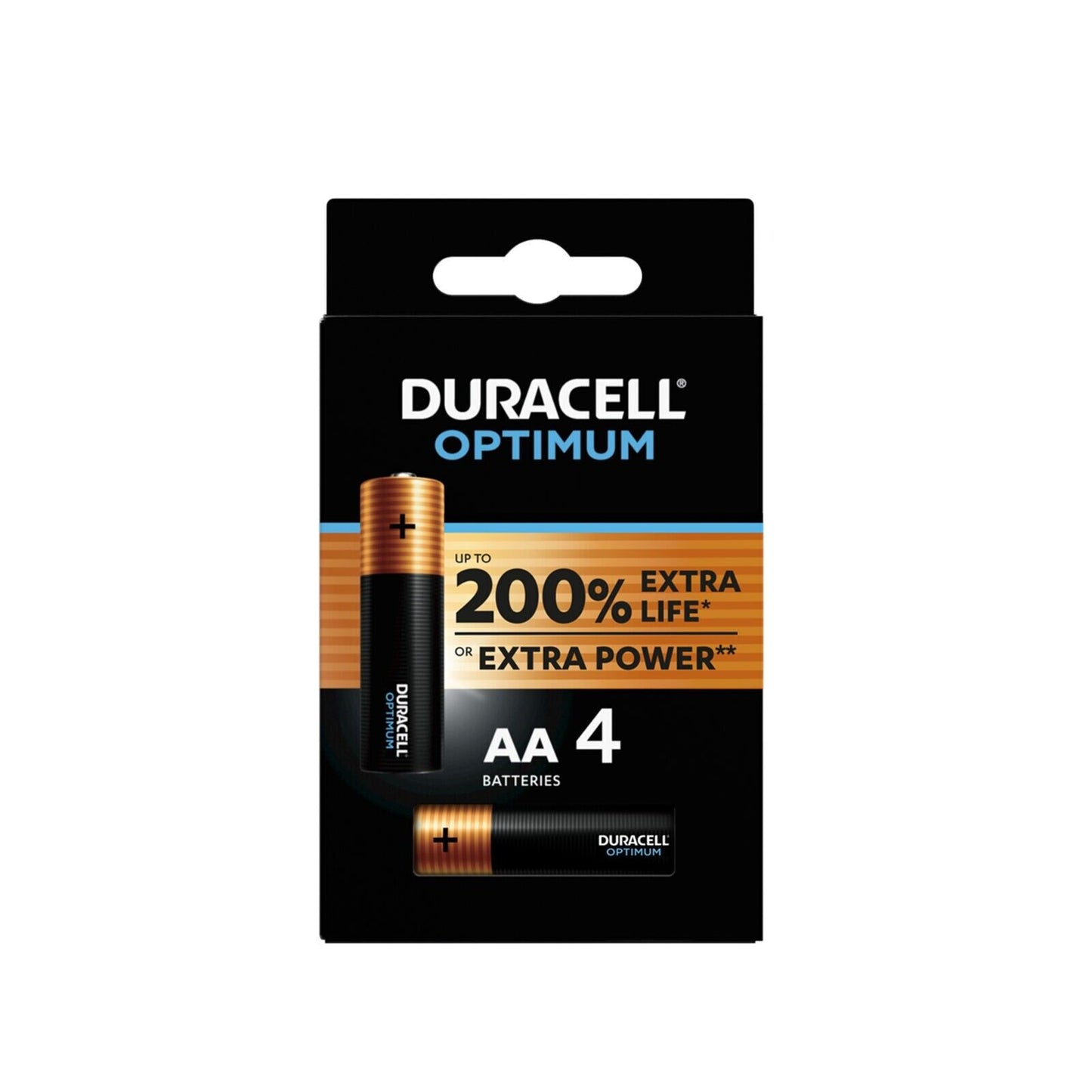 Blister 4 batterie pile alcaline Duracell OPTIMUM stilo AA MN1500 LR06