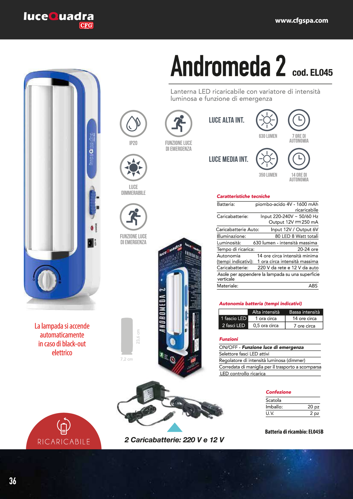 LANTERNA LED RICARICABILE