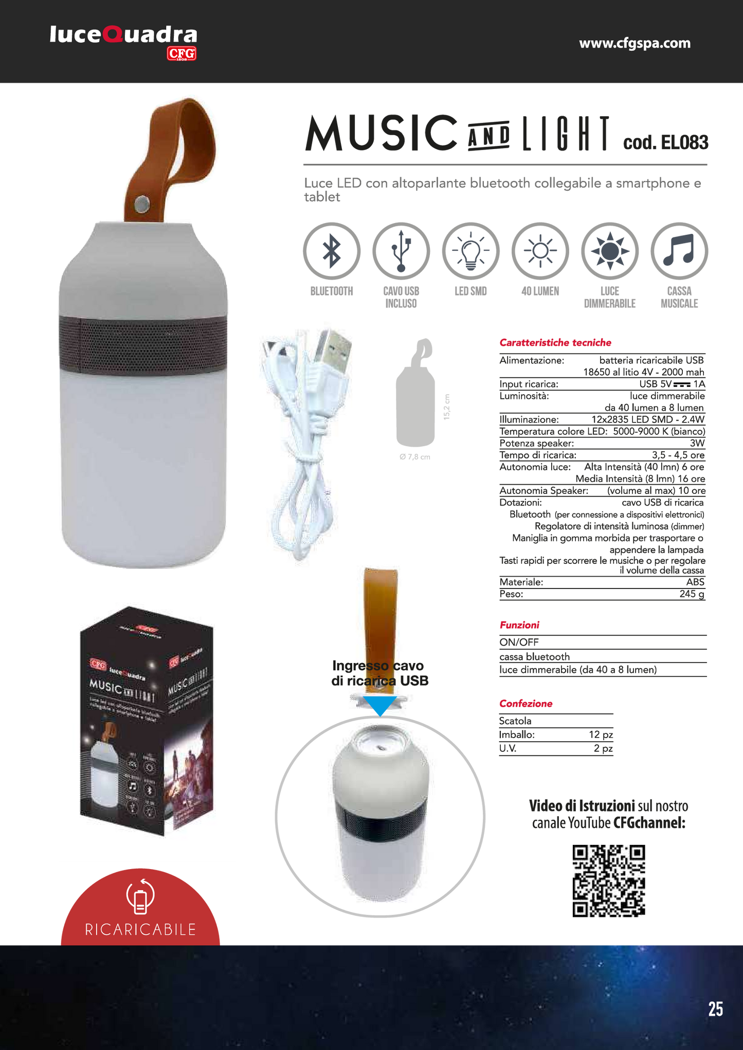 LUCE LED CON ALTOPARLANTE