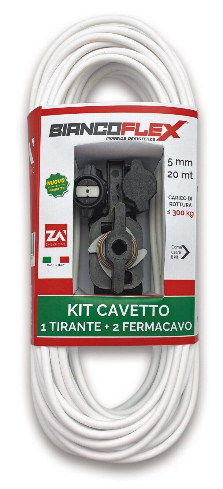 Filo stedibiancheria Kit 20 mt. con morsetti e tirante senza anima acciaio