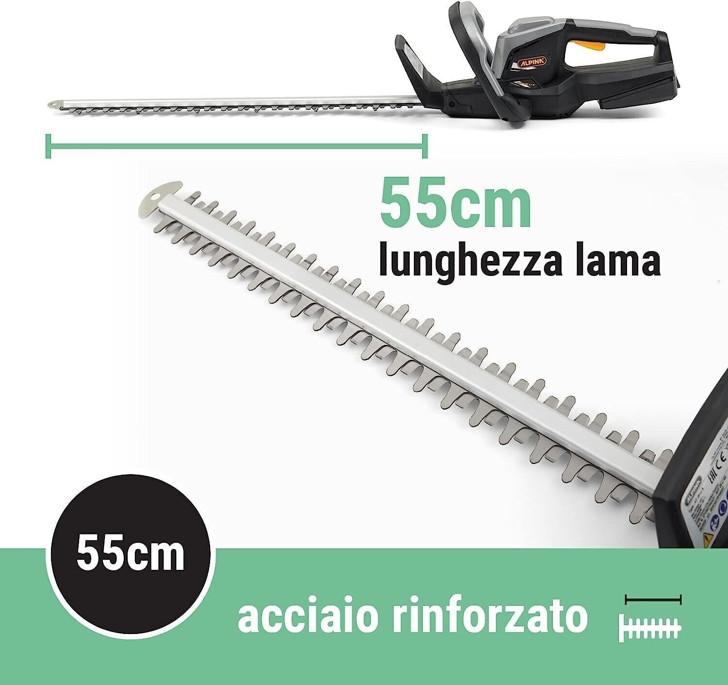 Alpina Tagliasiepi a Batteria AHT 20 Li Kit, Lama di 55cm, Con Batteria da 20V