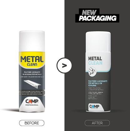 Camp -METAL CLEAN-Schiuma, Polish Metalli, Pulitore, Abrasivo, Protettivo, 400ml