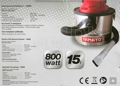 ASPIRACENERE ELETTRICO YAMATO CINIX ASPIRAZIONE E SOFFIAGGIO 800WATT 15 LT. inox