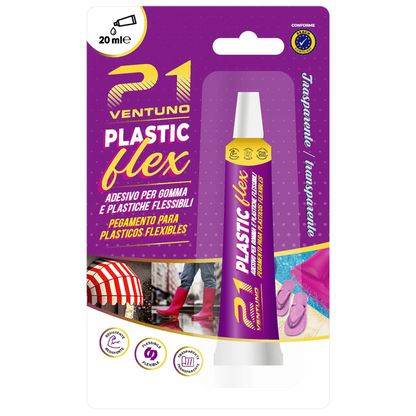 Tubetto Super Colla 21 Plastic Flex Adesivo per Plastica e Gomma Flessibile 20ml