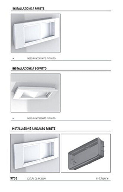 LAMPADA DI EMERGENZA A LED 220V DA INCASSO BEGHELLI 1499L STILE IN
