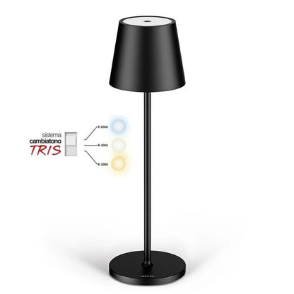 LAMPADA LED DA TAVOLO RICARICABILE AUDREY NERA LUMINOSITA E LUCE REGOLABILE