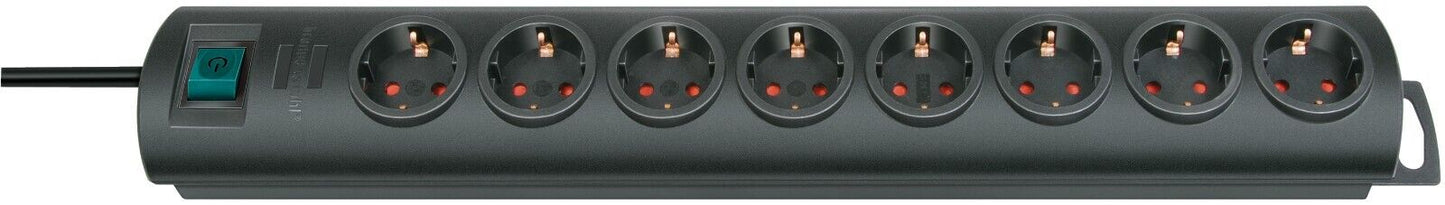 Presa multipla Primera-Line 8 prese nero 2m H05VV-F 3G1,5