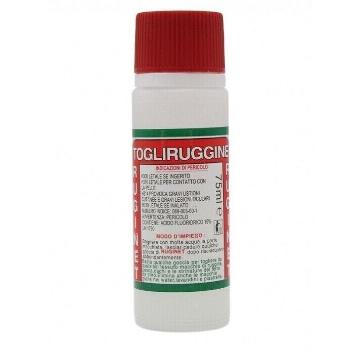 SMACCHIATORE PULITORE TOGLI RUGGINE RUGINET FLACONE 75ML tessuti lavandini docce