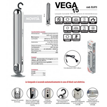 Vega 15 lampada ricaricabile CFG 15w led