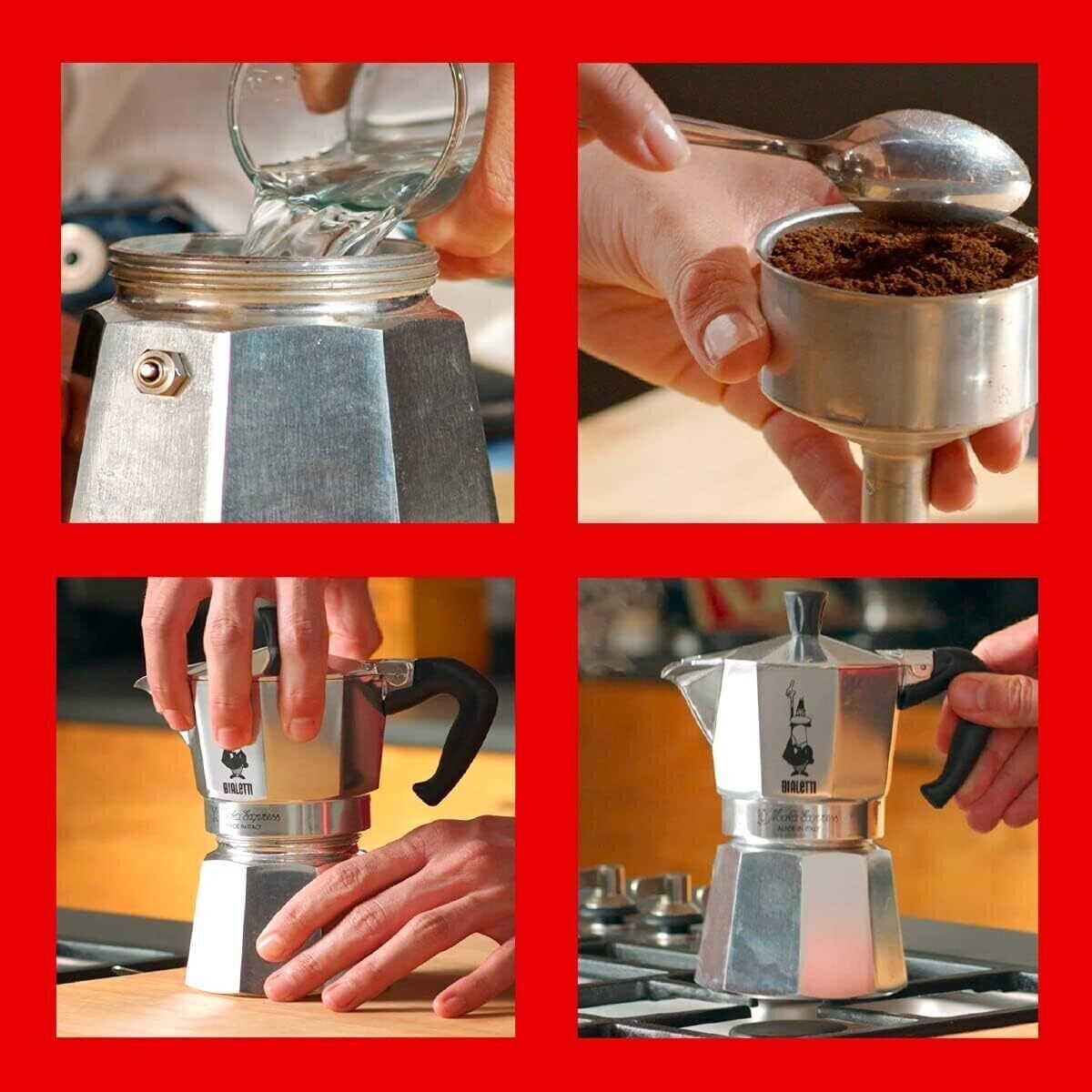 Bialetti Caffettiera Moka Express in alluminio da 1 a 6 tazze