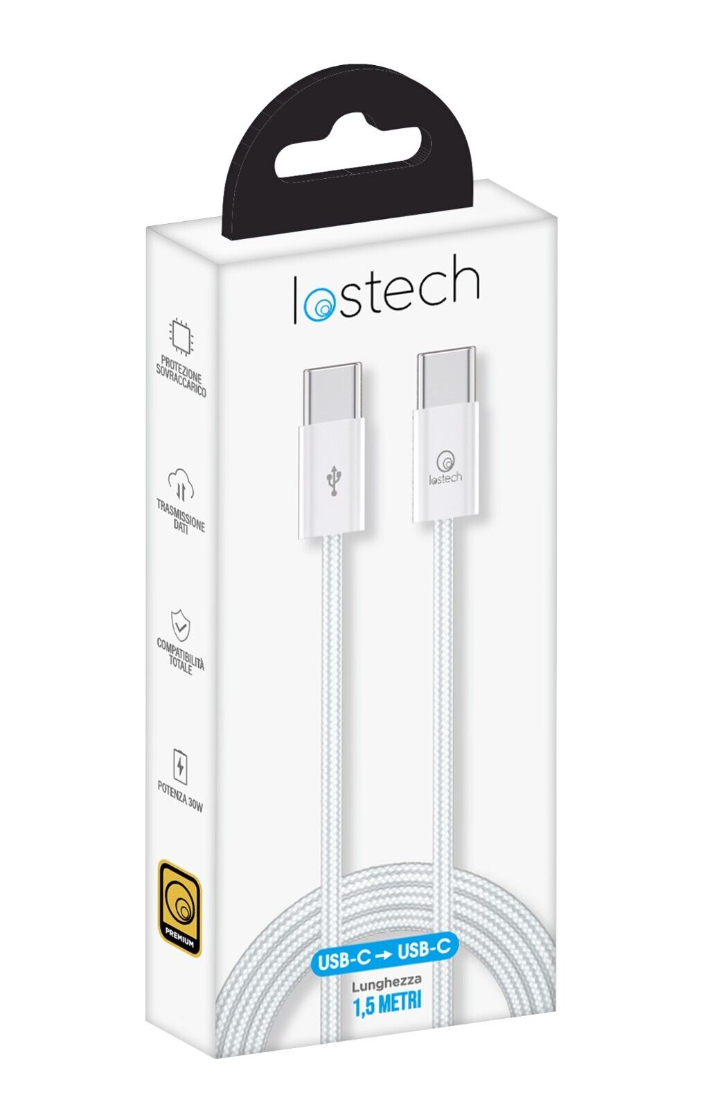 CAVO LOSTECH Da USB-C a USB-C 1,5 MT. intrecciato 60w carica rapida