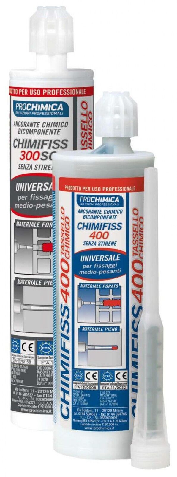 Chimifiss 300sc ancorante chimico prochimica 300ml (usare con pistola silicone)