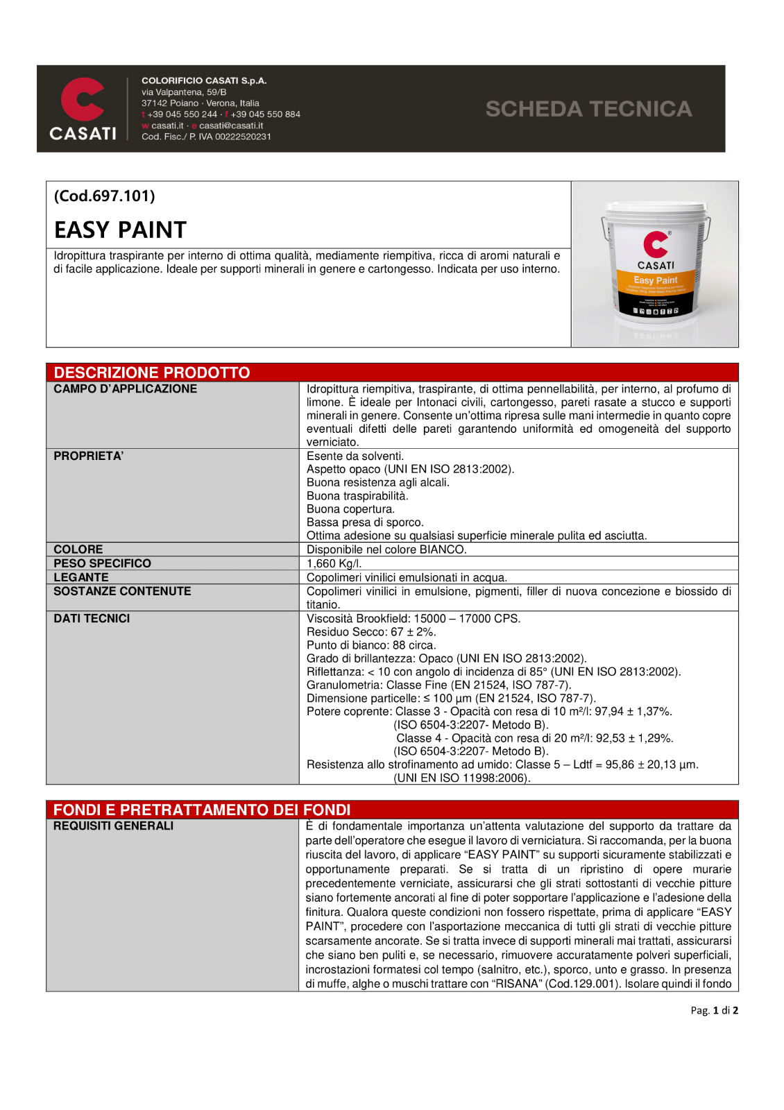 Pittura BIANCA CASATI Easy Paint Litri 14 per Interni