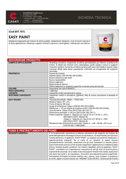 Pittura BIANCA CASATI Easy Paint Litri 14 per Interni