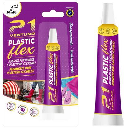 Tubetto Super Colla 21 Plastic Flex Adesivo per Plastica e Gomma Flessibile 20ml