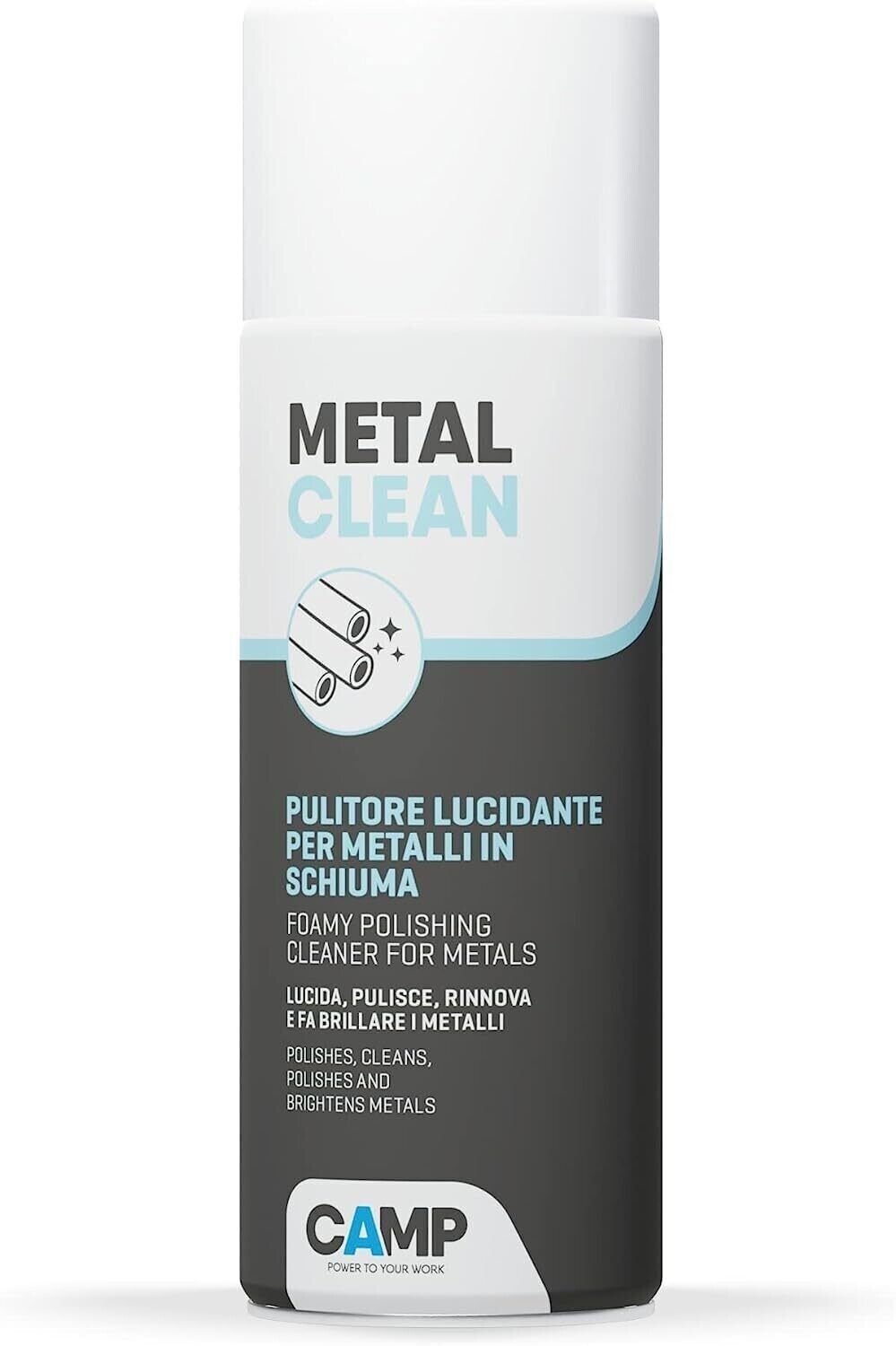 Camp -METAL CLEAN-Schiuma, Polish Metalli, Pulitore, Abrasivo, Protettivo, 400ml