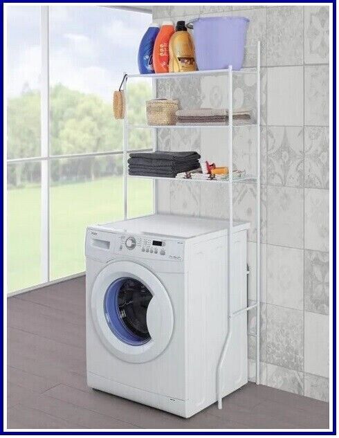 Scaffale Mobile Sopra Lavatrice Wc in Acciaio Salvaspazio da Bagno Lavanderia