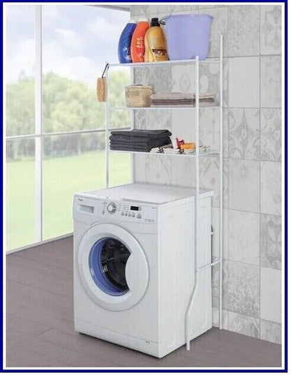 Scaffale Mobile Sopra Lavatrice Wc in Acciaio Salvaspazio da Bagno Lavanderia
