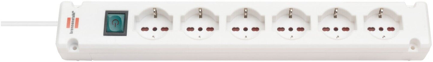 Bremounta presa multipla 6 prese, bianco, 3m H05VV-F 3G1,5 con interruttore