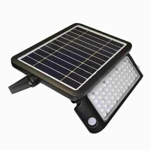 FARO LED 5-10 W SLIM AUTOALIMENTATO NERO CON PANNELLO SOLARE E SENSORE PIR BIANC