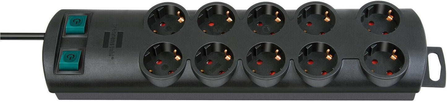 Presa multipla Primera-Line 10 prese nero 2m H05VV-F 3G1,5 Prese commutabili a c