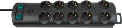 Presa multipla Primera-Line 10 prese nero 2m H05VV-F 3G1,5 Prese commutabili a c