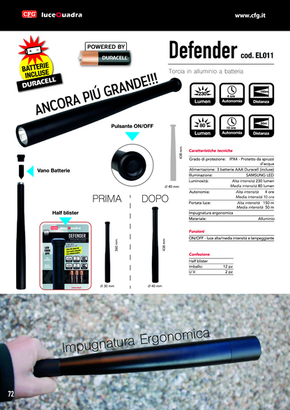 TORCIA  LED CREE 230 LUMEN  DEFENDER