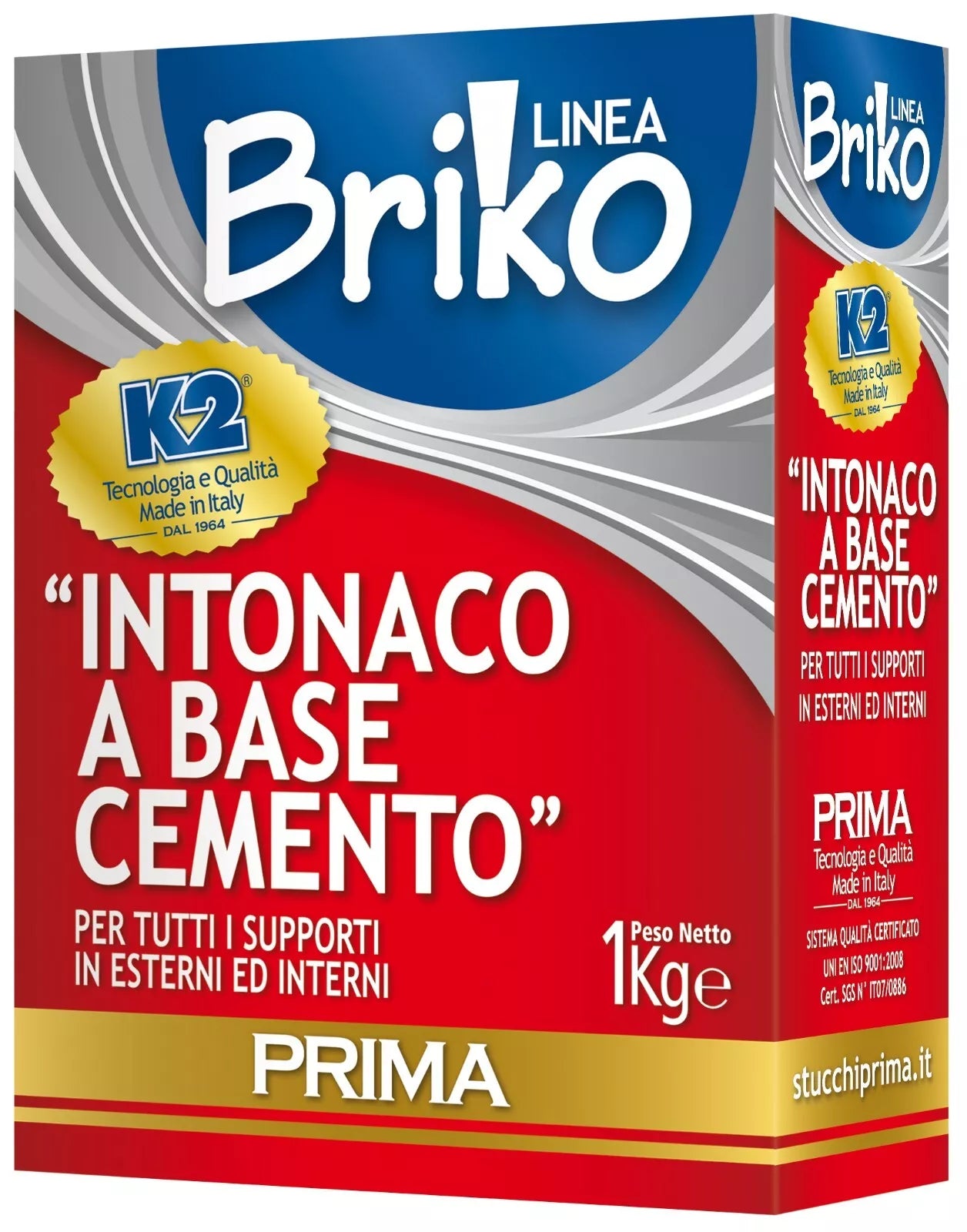 Intonaco base cemento da kg.1 linea briko k2 in polvere bianco