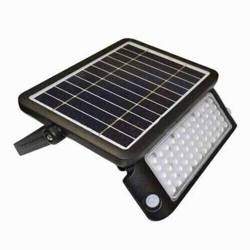 FARO LED 5-10 W SLIM AUTOALIMENTATO NERO CON PANNELLO SOLARE E SENSORE PIR BIANCO N