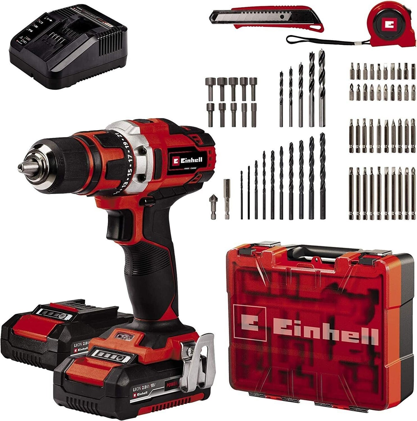 Einhell TE-CD 18/40 Li +69 inserti  (2x2,0 Ah) più  caricabatterie