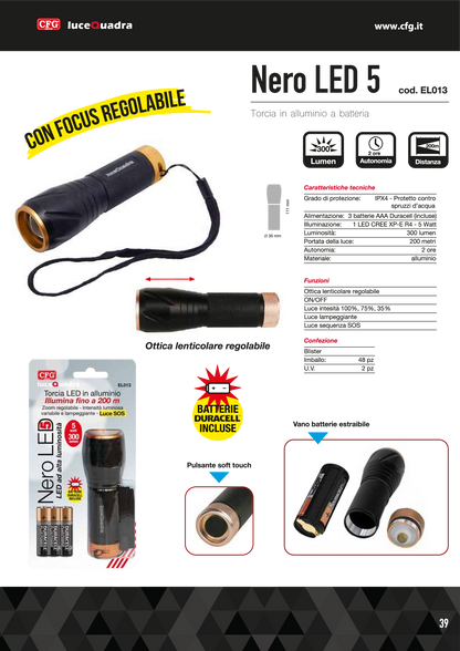 TORCIA NERO LED 5