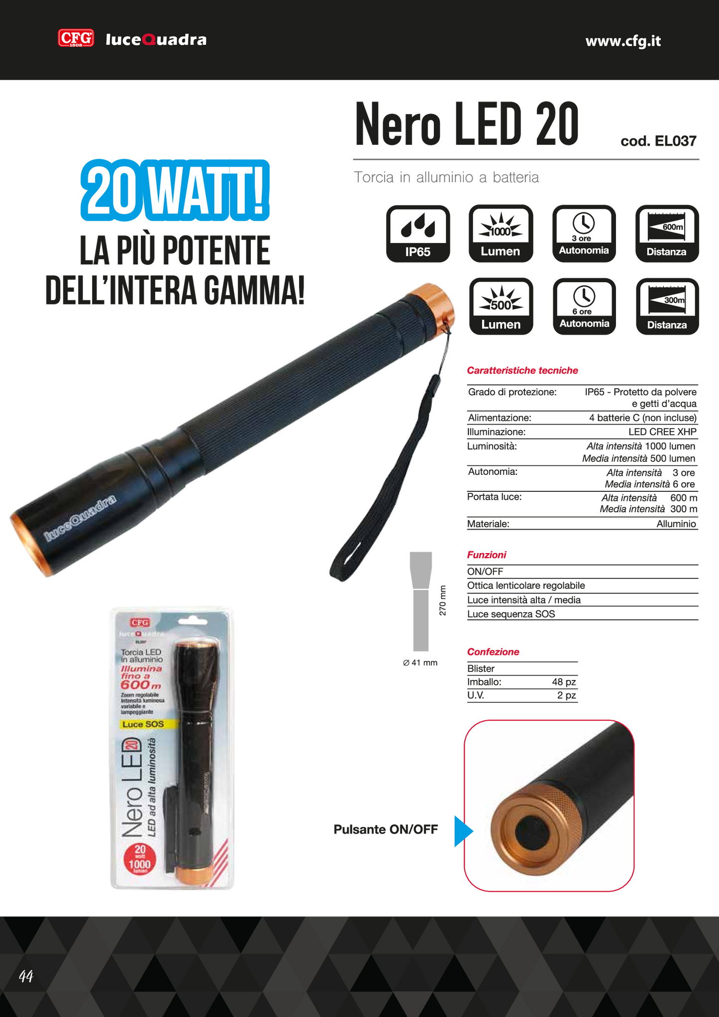 TORCIA NERO LED 20
