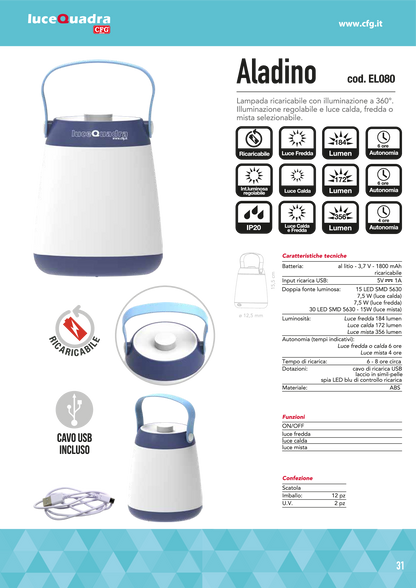 LAMPADA RICARICABILE 360°