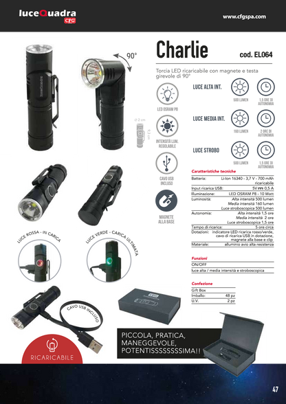 TORCIA LED GIREVOLE 360° Con Magnete