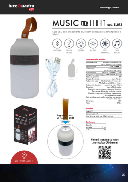 LUCE LED CON ALTOPARLANTE